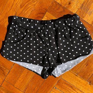 Black and white polka dot shorts with pockets
